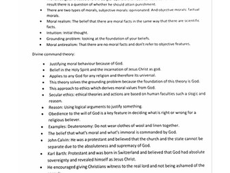 AQA RELIGIOUS STUDIES ALEVEL (NEW SPEC) ETHICS: META ETHICS REVISION NOTES (GOT A* AT A LEVEL)