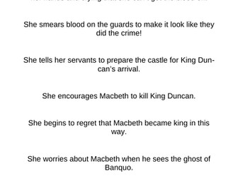 Y4 Macbeth: Lady Macbeth Timeline Differentiated