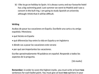 Spanish AQA GCSE translation & writing
