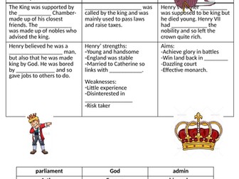 Henry VIII revision gap fill edexcel whole course