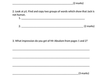 Comprehension Questions based on Tin by Padraig Kenny (Chapter 1)