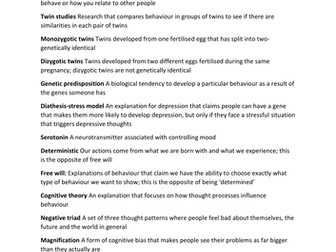 GCSE Edexcel Psychology 9-1 Psychological Problems Revision booklet