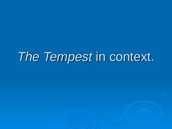 A level English Literature The Tempest Contexts