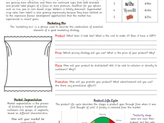 GCSE Business Studies Marketing Design a Packet of Crisps Worksheet