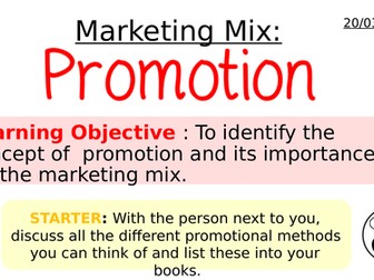 GCSE Business Studies Marketing Mix PROMOTION presentation