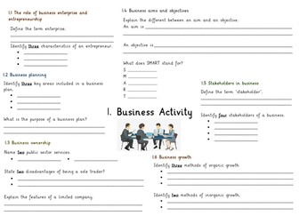 GCSE Business Studies Business Activity Revision Poster OCR