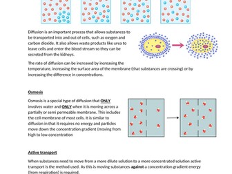 Osmosis, diffusion and Active transport