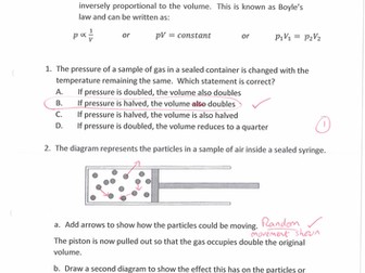 AQA GCSE Physics Gas Pressure / Boyle's Law