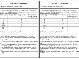 AQA GCSE Physics KE and GPE