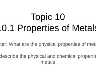 Metals and their Extraction Lesson Sequence