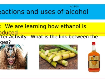 Reactions and uses of alcohol