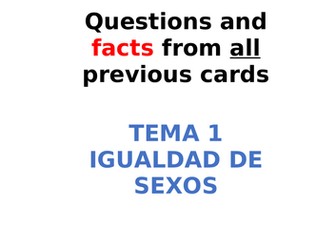 AQA Spanish Facts and Questions Tema 1 - Igualdad de Sexos   UPDATED!!!