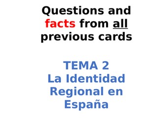 AQA Spanish Facts and Questions Tema 2 - La Identidad Regional en España  UPDATED!!!