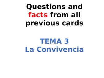 AQA Spanish Facts and Questions Tema 3 - La Convivencia  UPDATED!!!