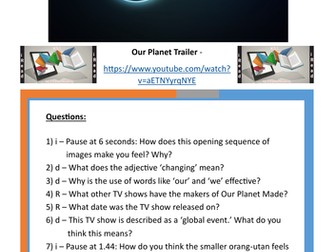 Set of 10 KS1 Whole Class Reading Comprehensions using David Attenborough's Our Planet series!