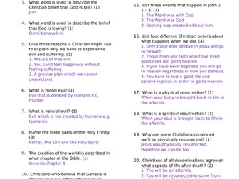 AQA Christianity beliefs and teachings - Knowledge test with answers