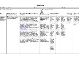 Year 1 Poetry literacy