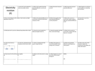 AQA GCSE Physics Trilogy Revision Worksheets Paper 1 - Higher and Foundation
