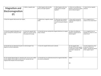 AQA GCSE Physics Trilogy Revision Worksheets Paper 2 - Higher and Foundation