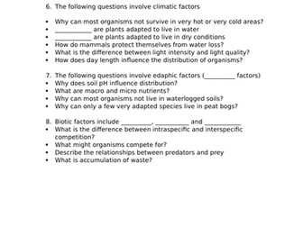 AS BIOLOGY  Revision recall questions