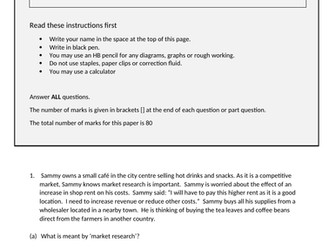 Business Paper 1 iGCSE Cambridge