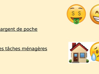 Pocket money/Household chores sentence builder (Y9Fr)