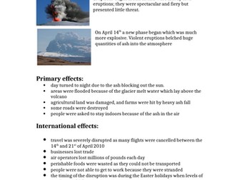 Geography IGCSE - The Natural Environment, Iceland 2010 Volcanic Eruption
