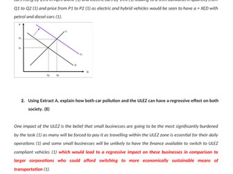 Synoptic ULEZ questions for A Level Economics