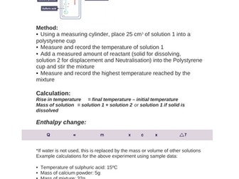 Chemistry IGCSE Edexcel Energetics - Calorimetry experiment