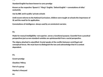 ALEVEL ENGLISH LANGUAGE REGIONAL VARIATION