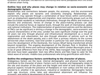 ALEVEL GEOG A* MODEL ANSWERS - CHANGING PLACES & URBAN ENVIRONMENTS