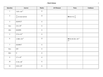 IGCSE worksheet indices answer