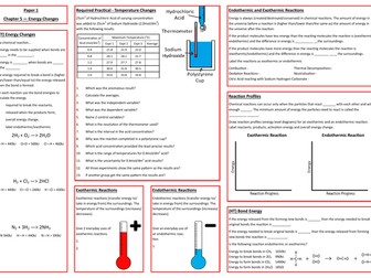 Energy Changes Revision Placemat