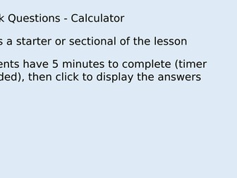 Foundation 1 Mark Calculator Questions With Timers - Edexcel 9-1 Maths