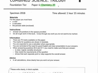 AQA Combined Science Chemistry C2F 2018 Specimen