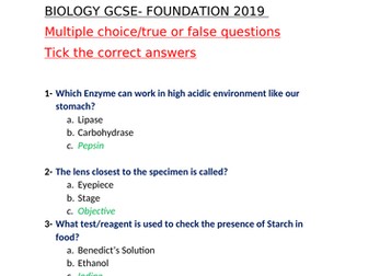 Revision GCSE Biology Foundation - Edexcel