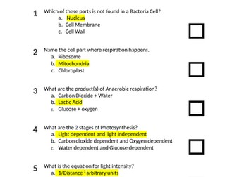 Multiple Choice question practice for OCR gateway GCSE 9-1