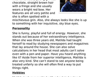 Year 2 Model Texts- Character Descriptions