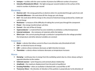 AQA Physics A-Level Definitions