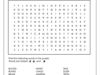 Keeping me healthy word search