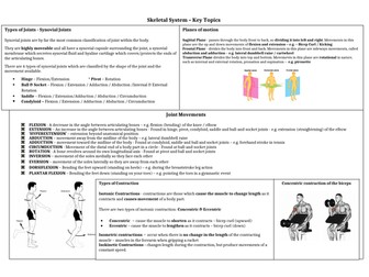 A Level / GCSE PE - Skeletal System - Topic on a page