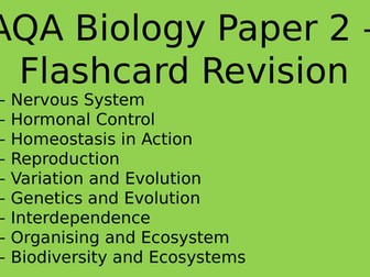 AQA GCSE Biology Paper 2 Flashcard Revision