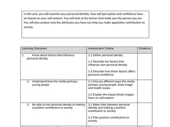 Personal Identity BTEC Workskills Level 2