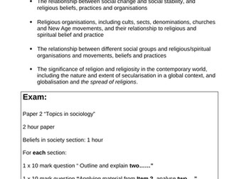 AQA Paper 2 A level beliefs question pack