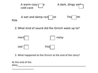 The Grinch key comprehension Year 1
