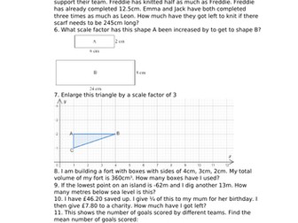Mixed Reasoning Problems Year 5/6