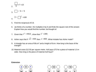 OCR Maths: Foundation GCSE - Check In Test 1.04 Inverse operations