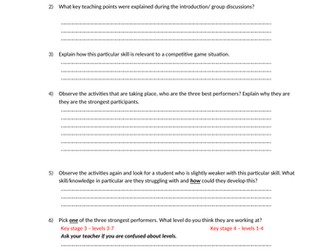 PE worksheet for student without PE kit.