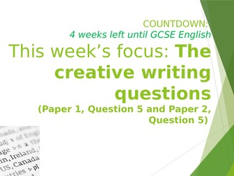 AQA GCSE English Creative Writing Paper 1 and paper 2 question 5
