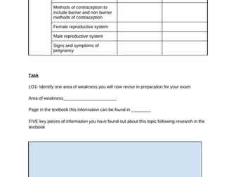 R018 LO1-5 RAG rating and revision task sheet